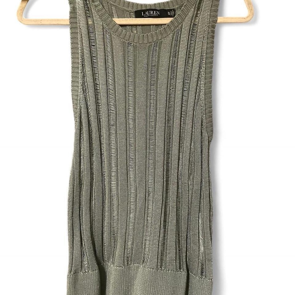 Ralph Lauren Green Ribbed Knit Sweater